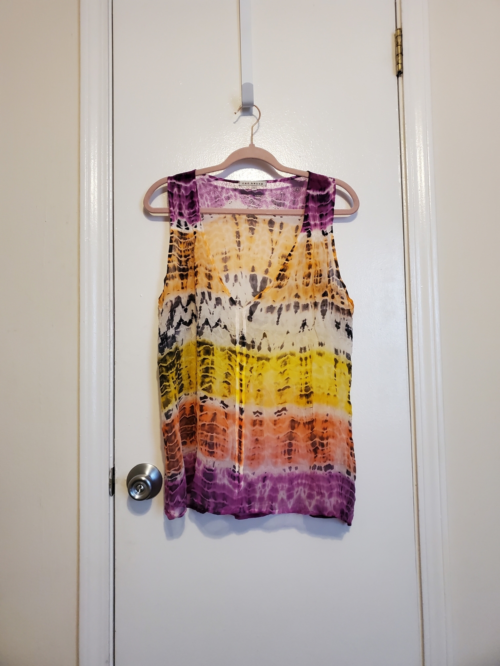 Sleeveless Tie-Dye V-Neck Tank Top - Multi Purple